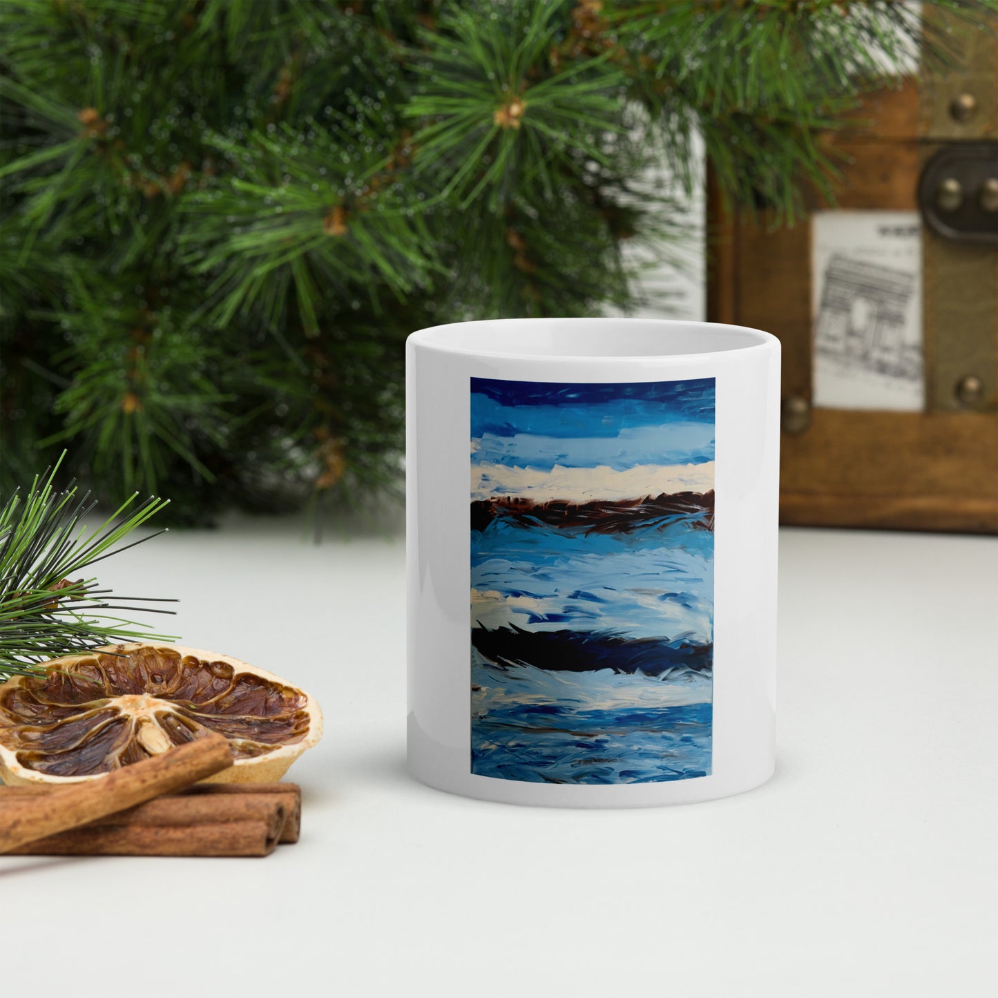 White glossy mug