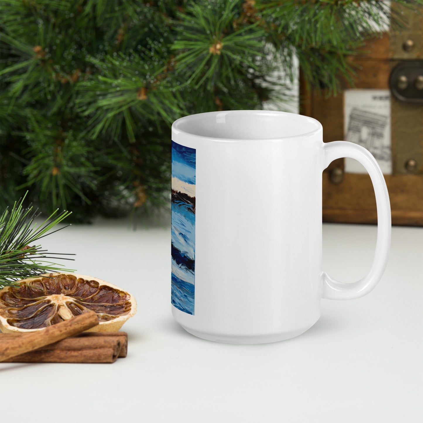 White glossy mug