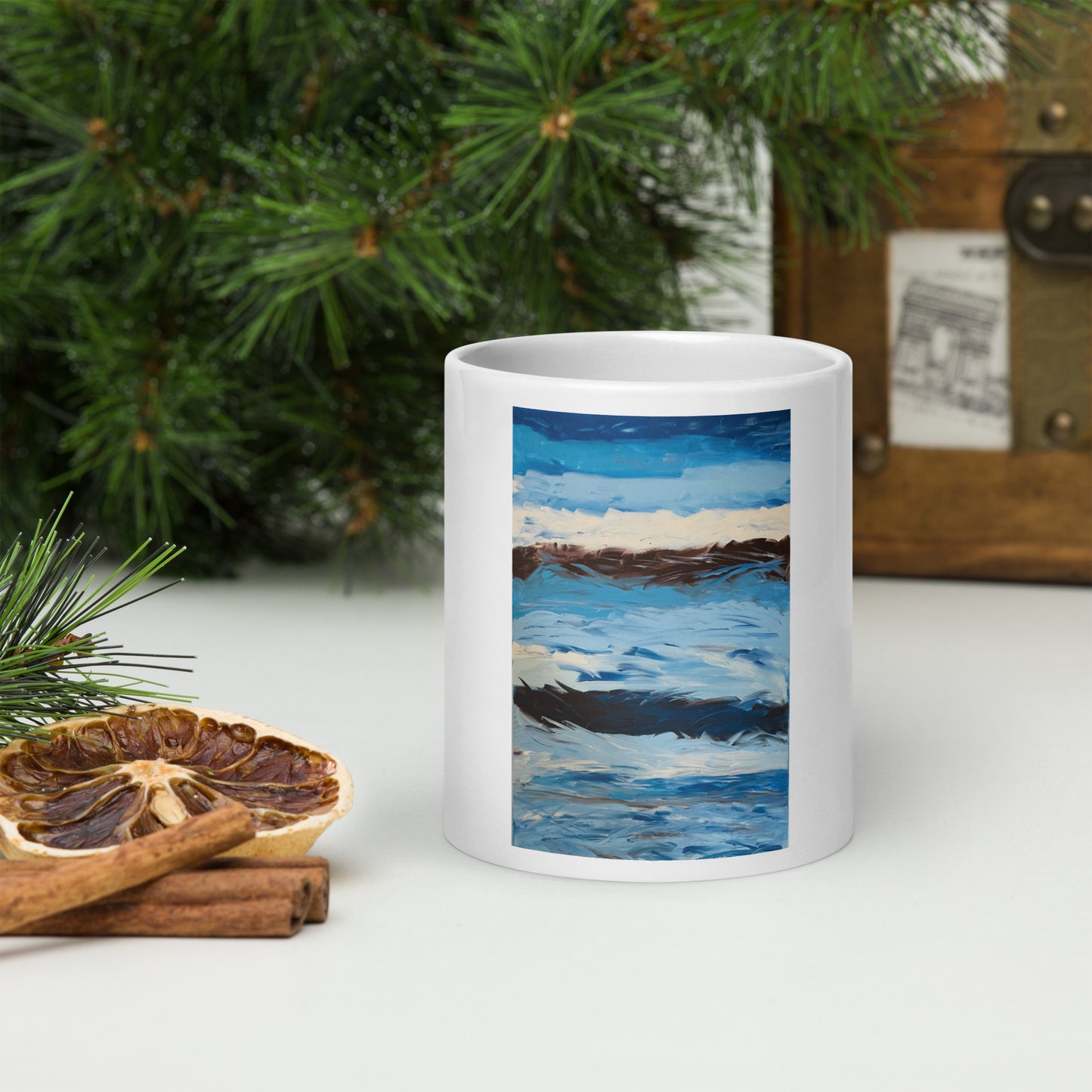 White glossy mug
