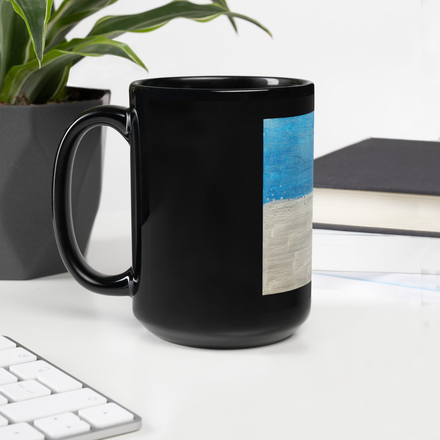 Black Glossy Mug-B/Grey